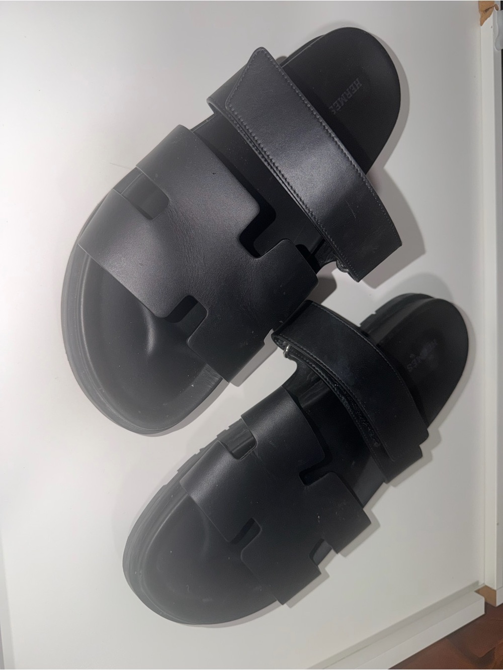 Hermes Black Slide Sandals